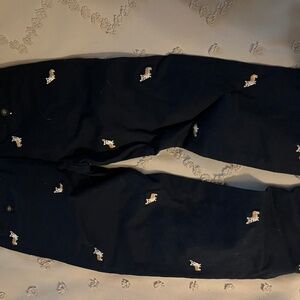 Janie & Jack corgi embroidered navy chino